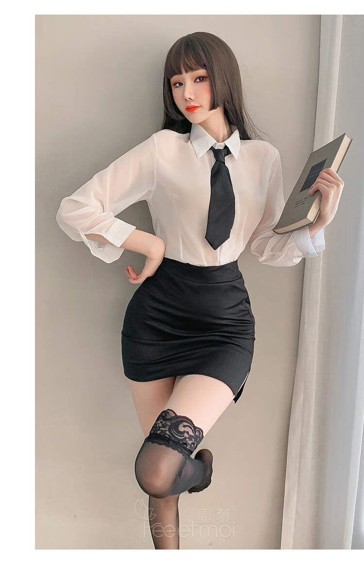 新款情趣内衣性感风情制服诱惑透视秘书套装一件女6967 黑色 均码
