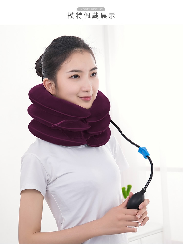 充气护颈脖套脖子前倾矫正颈托颈椎矫正器颈椎护脖套防低头神器 灰色