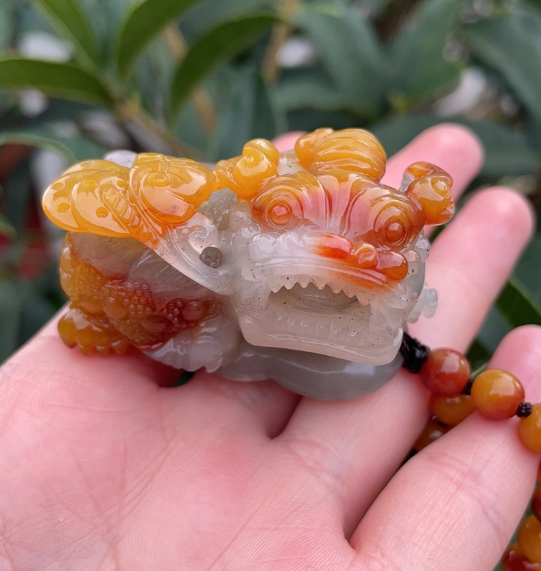 k&k宝钰天然黄龙玉鸿运当头帝王黄金沙霸王貔貅手玩挂件证书新