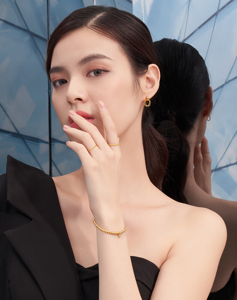 福韵礼 黄金戒指女细款时尚实心素圈小戒指足金计价b01tbgr0026传承