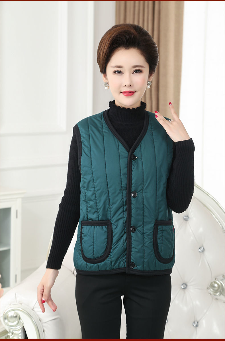 冬季加厚棉马甲女2021冬季妈妈棉马甲女士加绒加厚坎肩马夹中老年人