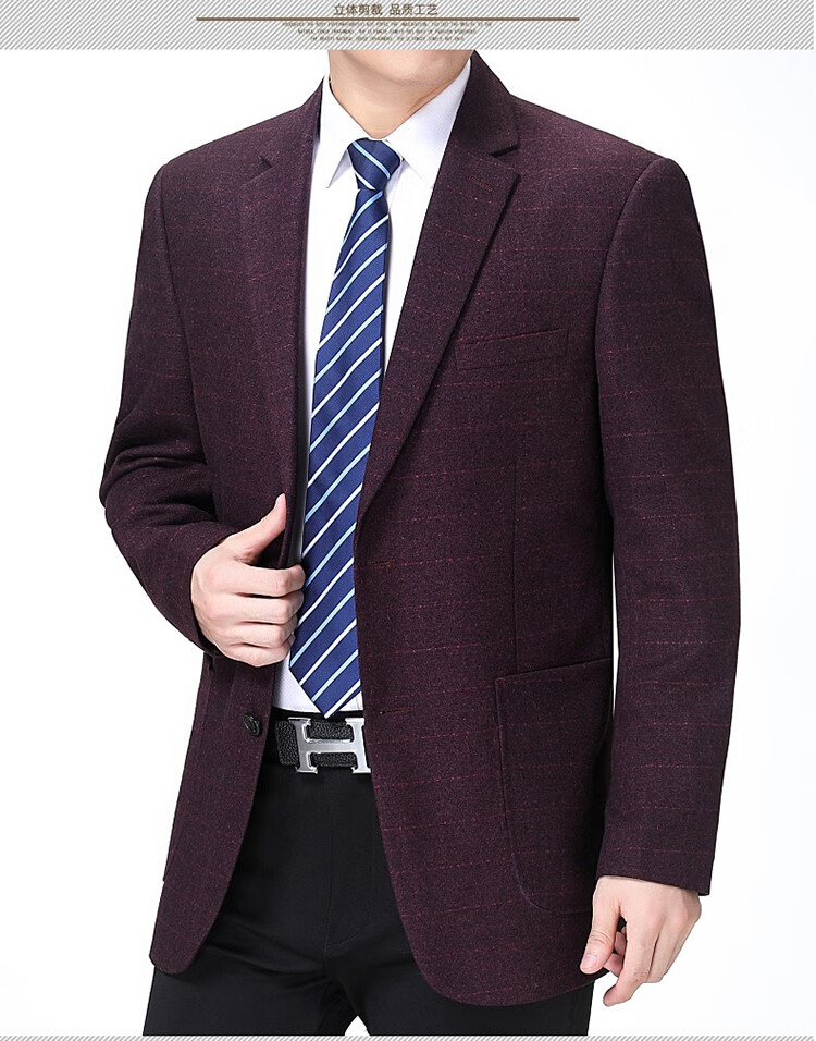 西装男中年人爸爸套装中年爸爸休闲西装免烫上衣单件外套男中老年男士