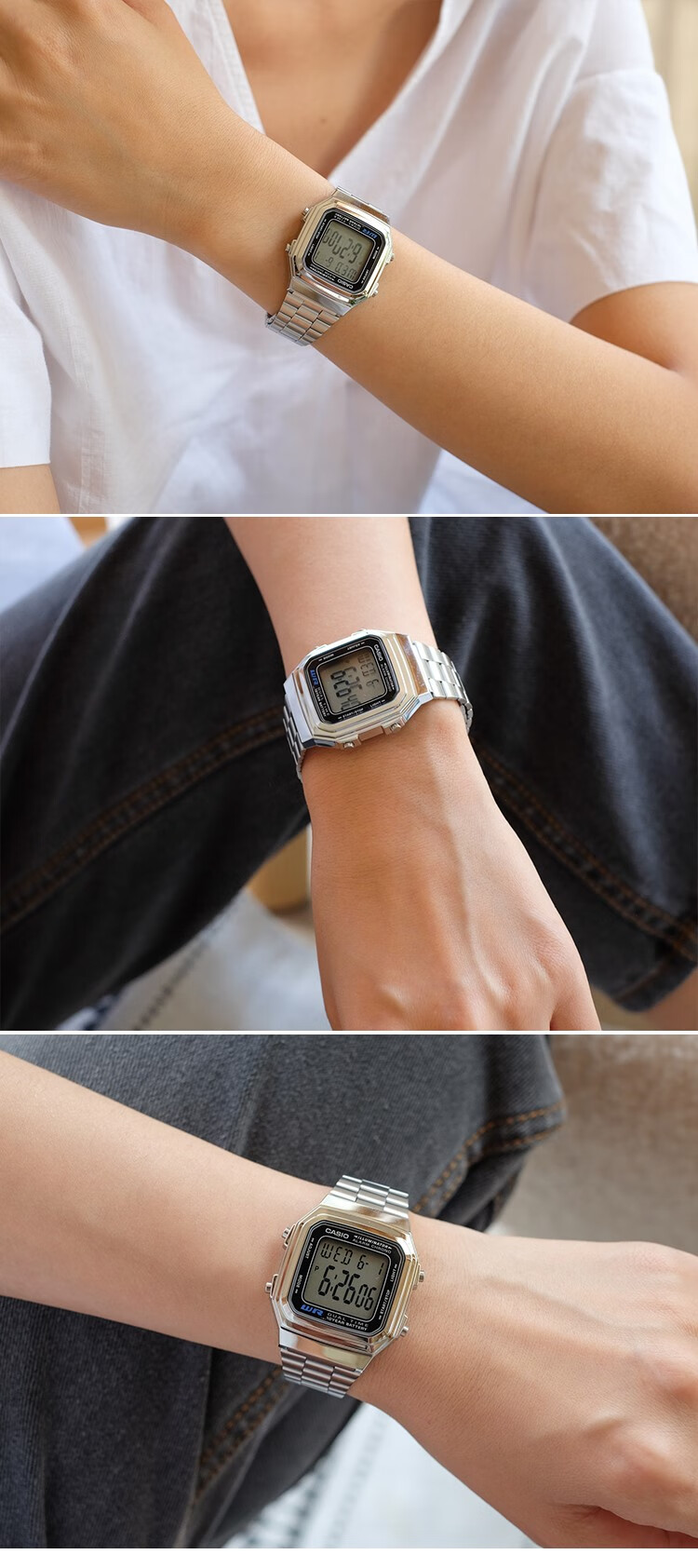 卡西欧casio复古时尚ins潮流方形男士多功能电子手表a168wa-1 a168wg