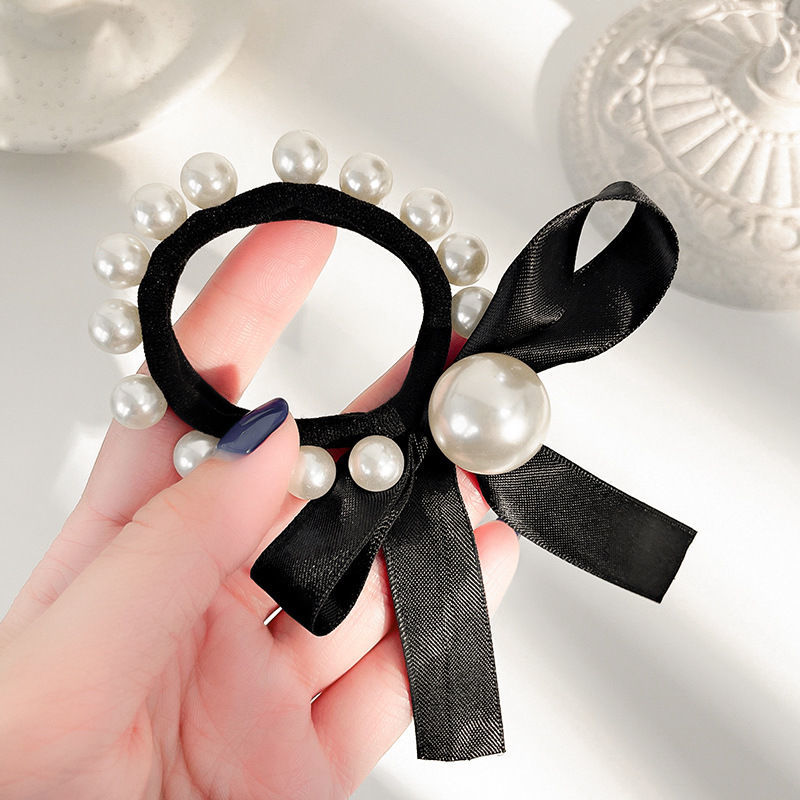 网红珍珠头绳ins女气质百搭发绳韩国高弹粗橡皮筋扎头发圈蝴蝶结芭