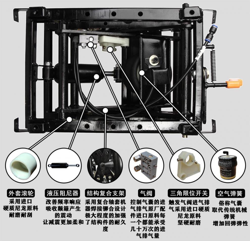 东风柳汽m3乘龙609卡车座椅总成霸龙507气囊减震座椅b04 一蓝布无扶手
