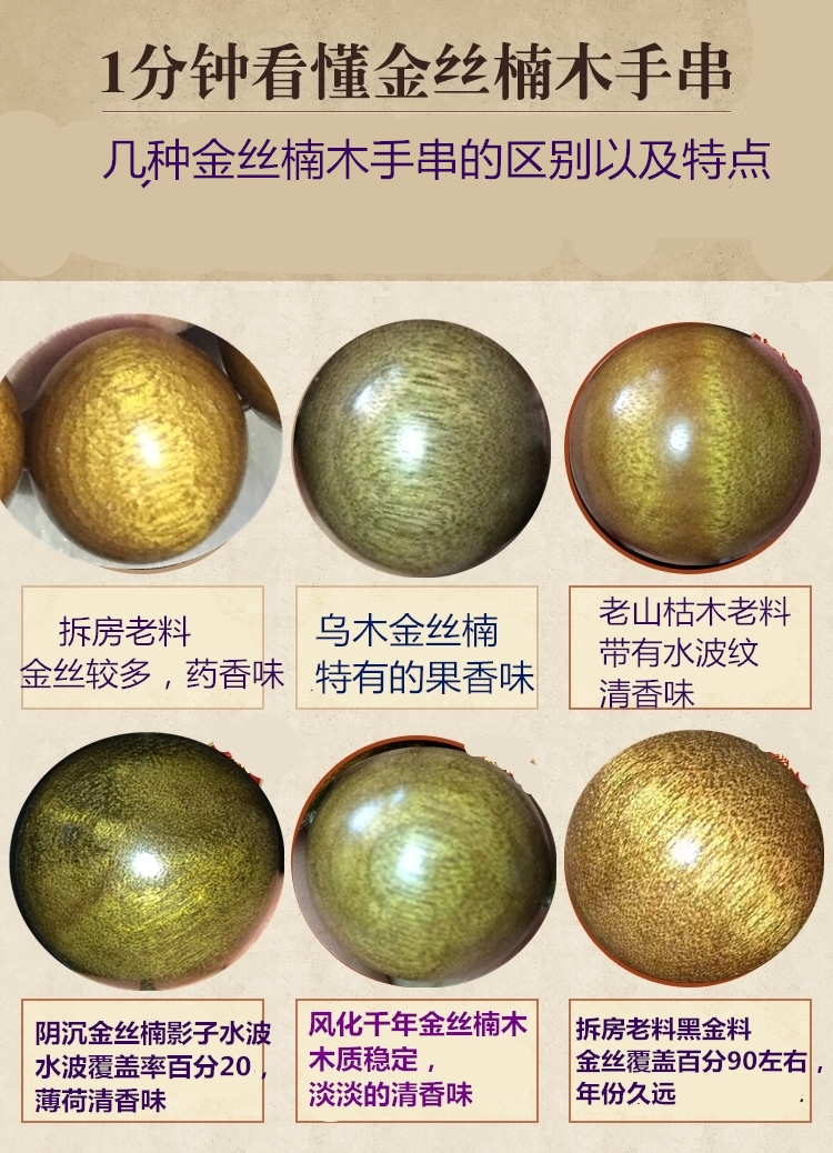 四川金丝楠木手串108颗水波沉香佛珠明清拆房料阴沉金丝楠2.