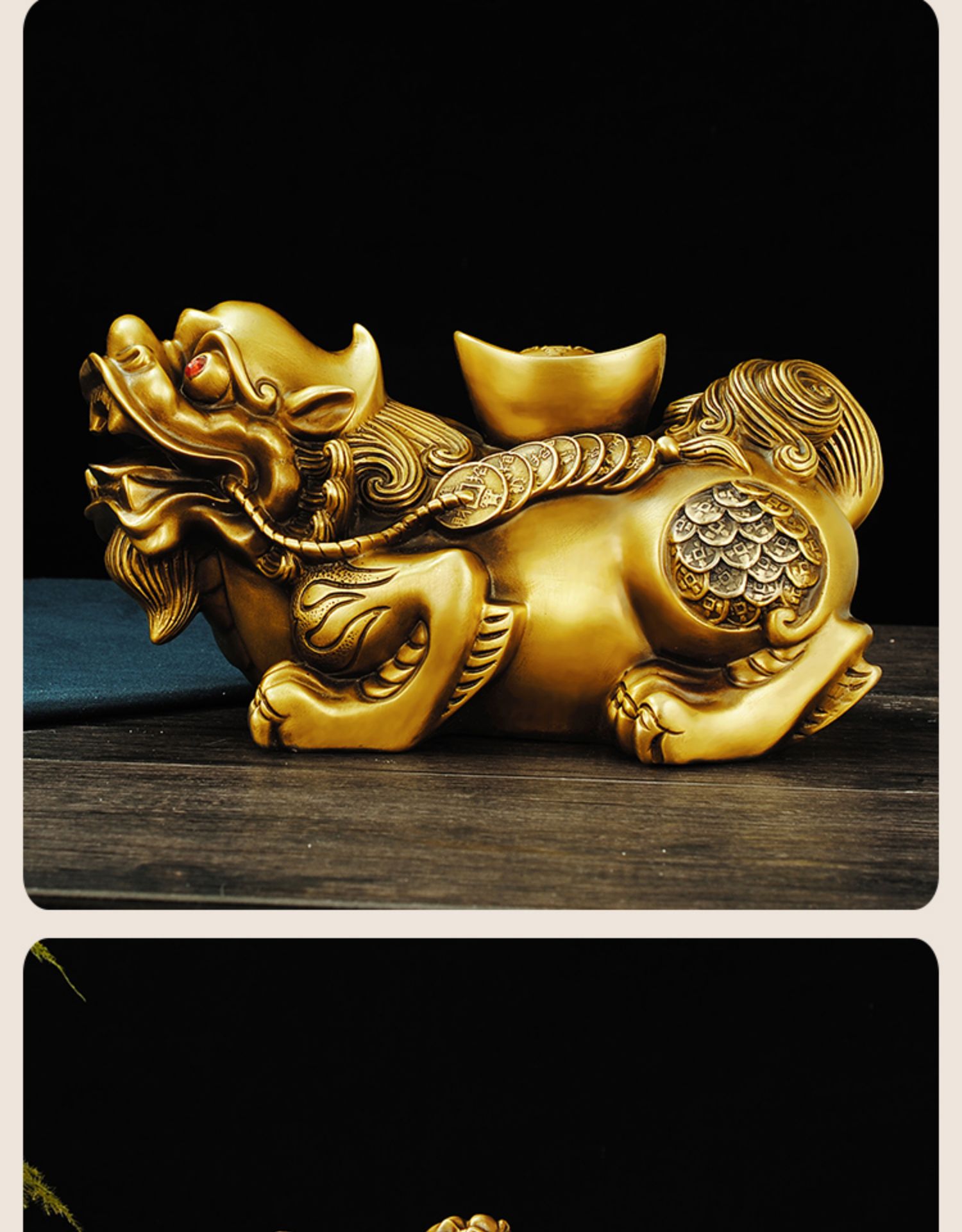 萱宇霖纯铜貔貅摆件一对招财护宅飞天皮丘客厅酒柜桌面装饰大号公母