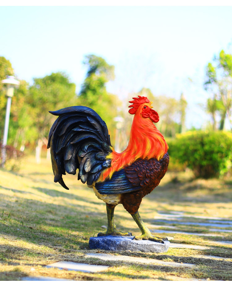 仿真大公鸡摆件模型玻璃钢雕塑树脂工艺品农家乐花园庭院装饰 仿真5只