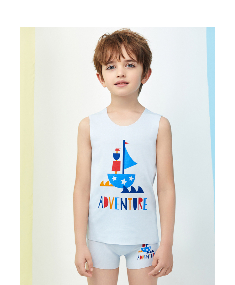 爱慕儿童背心男孩背心宽肩跨栏背心男孩背心网眼透气背心夏季薄款