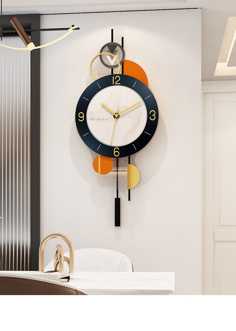 美世达钟表挂钟客厅个性简约时尚挂表轻奢家用静音电视墙装饰表挂墙