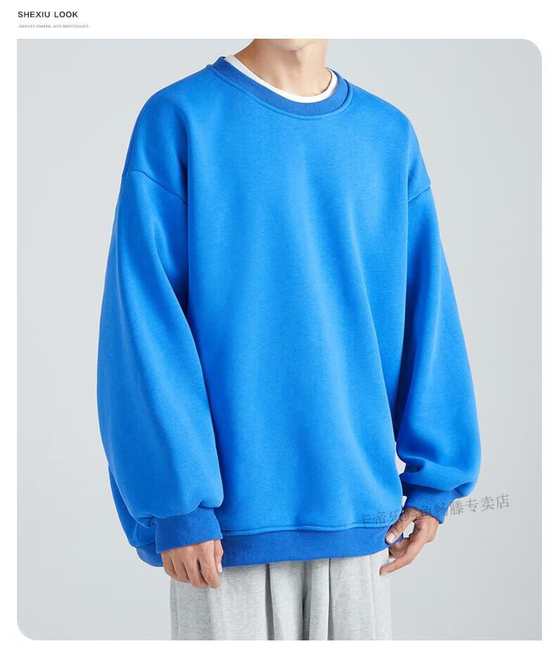 卡帝乐鳄鱼(cartelo) 品牌重磅圆领加绒卫衣男潮流2022秋冬新款纯色