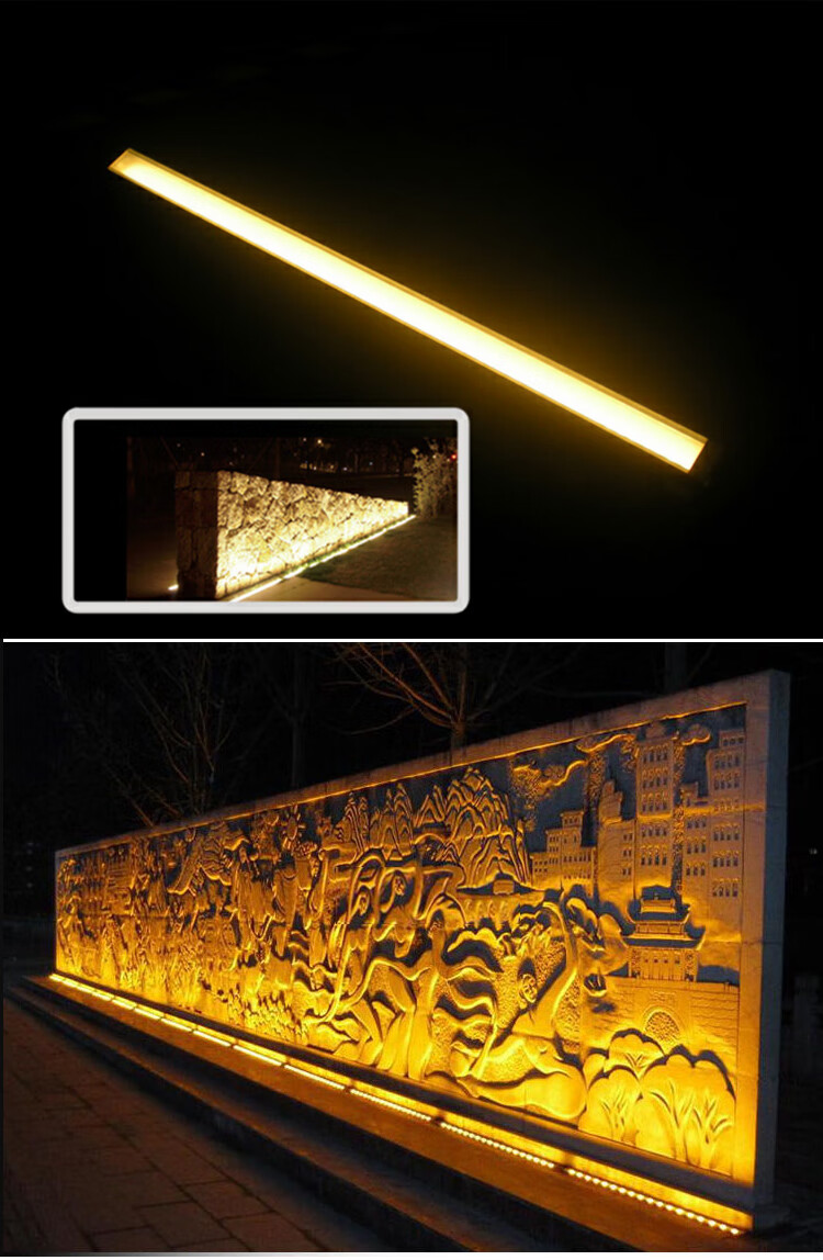 led长条地埋灯户外防水广场地灯嵌入式线条灯w地埋式条形台阶射灯12w