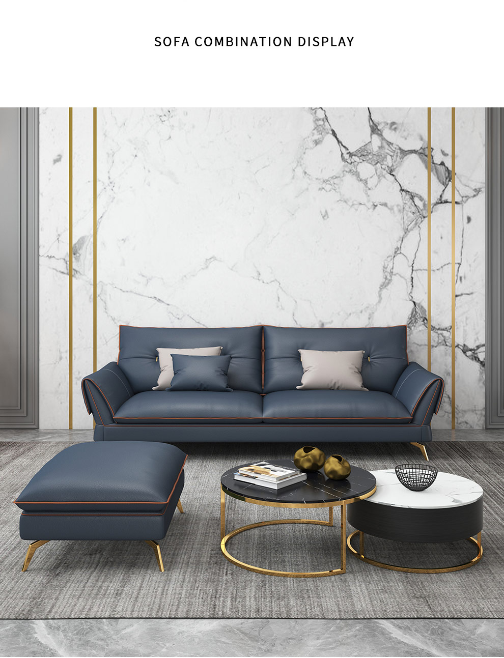 北欧轻奢极简意式新款真皮沙发乳胶转角组合大小户型整装实木客厅家具