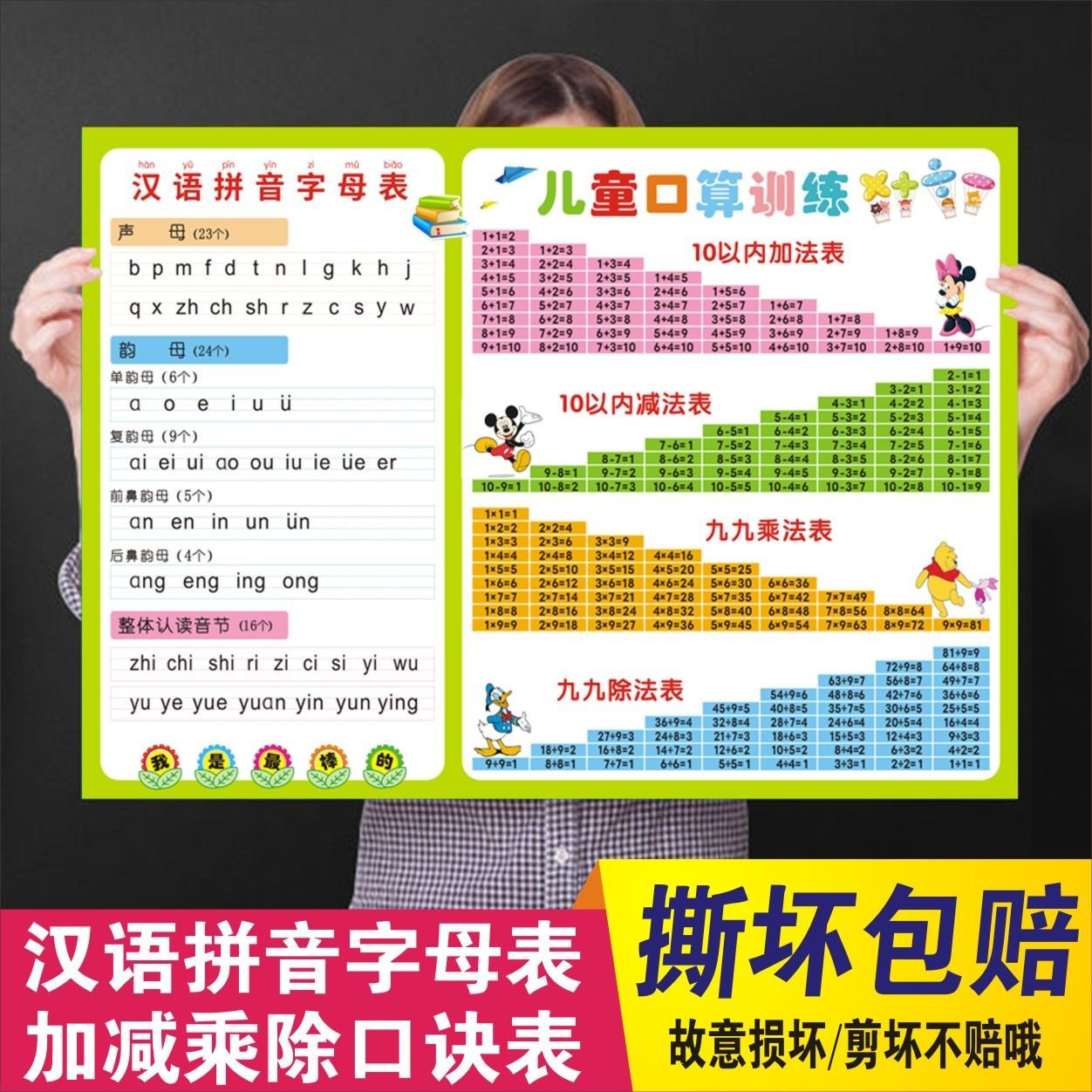 公式表大全挂图表99九九乘除加法口诀表单位换算表墙贴 9号-汉语拼音