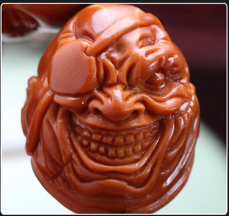 艾美福 山鬼恶僧橄榄核手串纯手工雕刻铁核肌肉恶僧佛爷橄榄胡手链