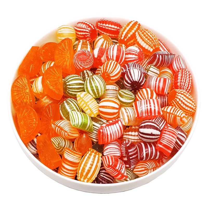 光腚糖老式水果糖东北光糖花糖球传统怀旧圆球形橘子瓣硬糖果500g