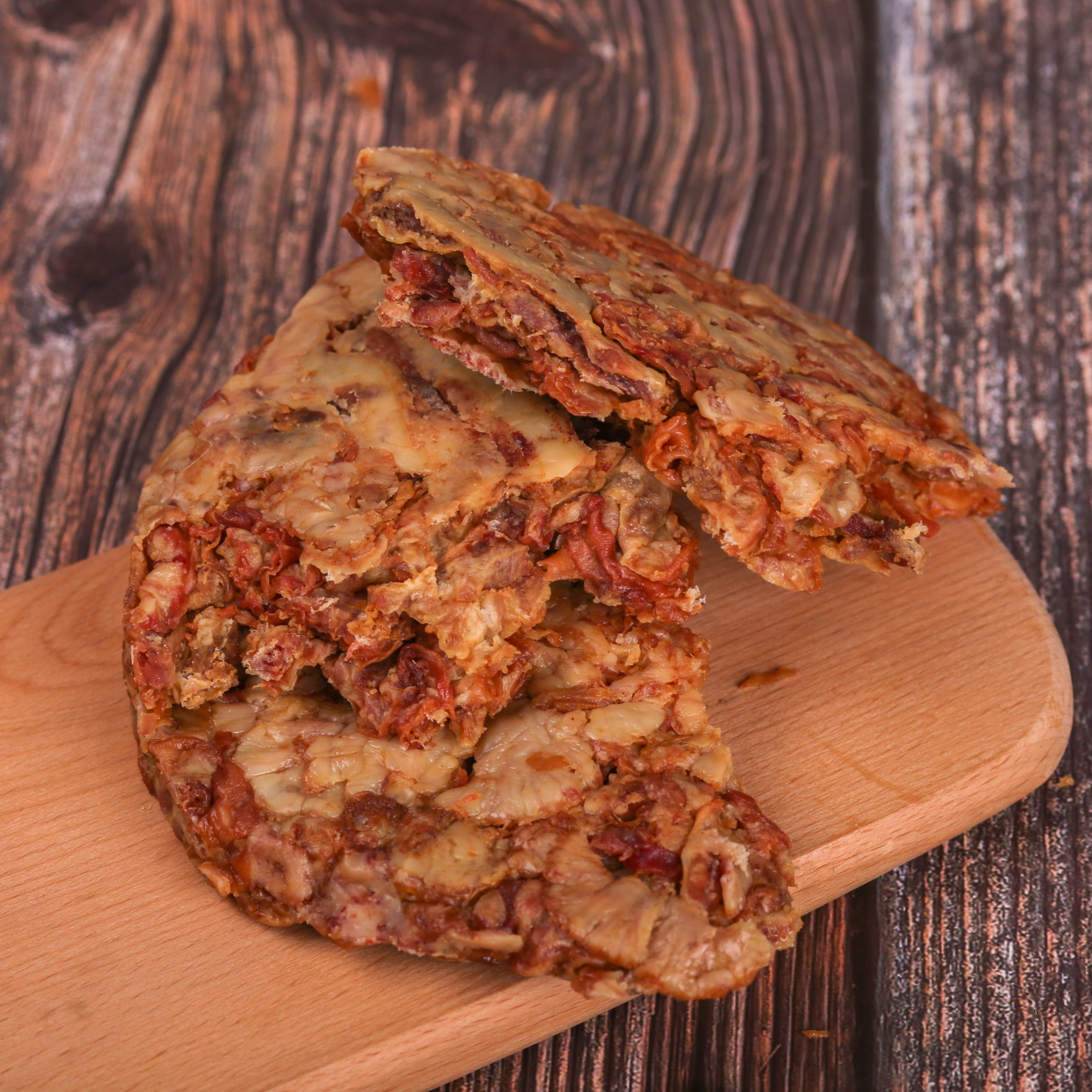 脂渣青岛特产猪油粕油滋了油梭子围心肉500g真空包装花脂肉压饼500克