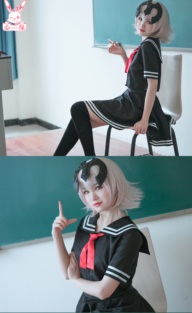 女装大佬jk服黑贞白贞德jkcos水手服假发假发鞋道具黑贞服装袜子m