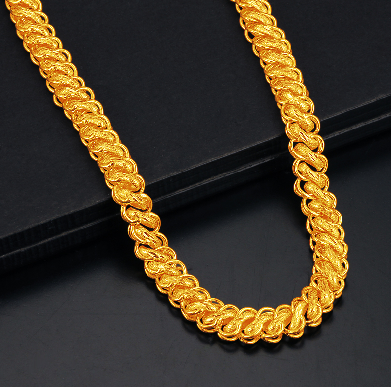 花草蒙拾黄金项链男金项链足金999金链子泰国龙头龙骨粗大霸气泰国链