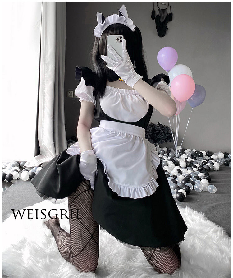 cosplay女仆装制服全套日常洛丽塔连衣裙女泡泡袖小野猫炸街裙子sm
