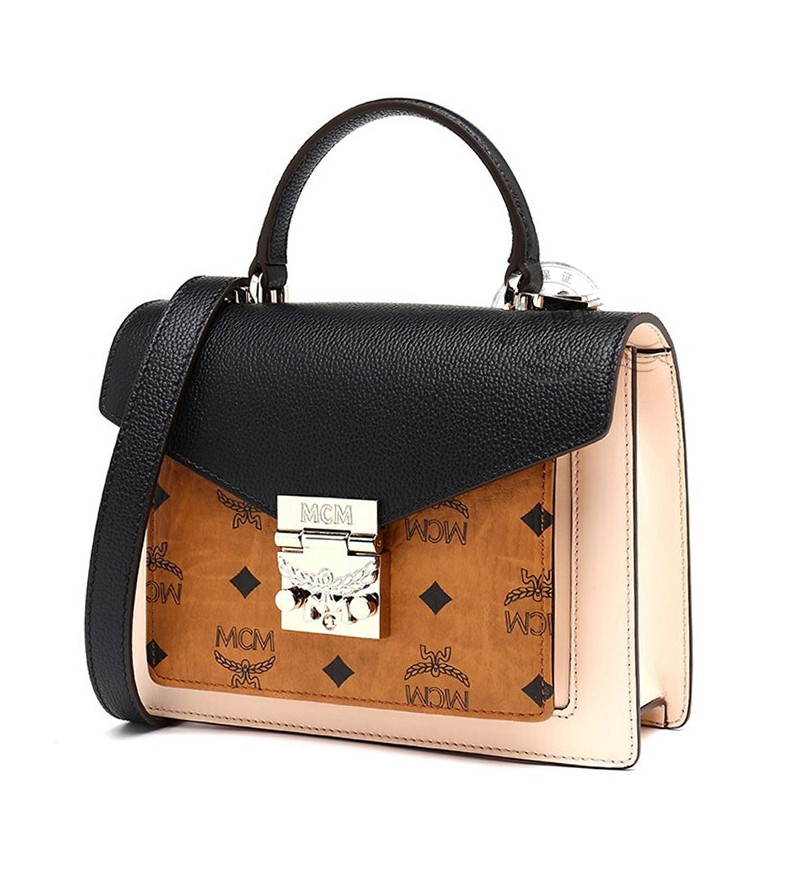 mcm女包皮革patriciavisetos系列单肩手提包mweaapa05 bk01 蓝色