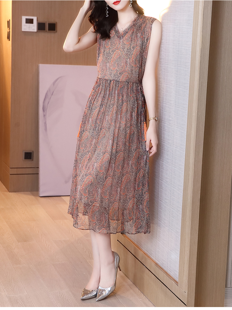 舒珂朵(shukeduo)轻奢品牌女装真丝连衣裙女夏2021新款气质领收腰显瘦