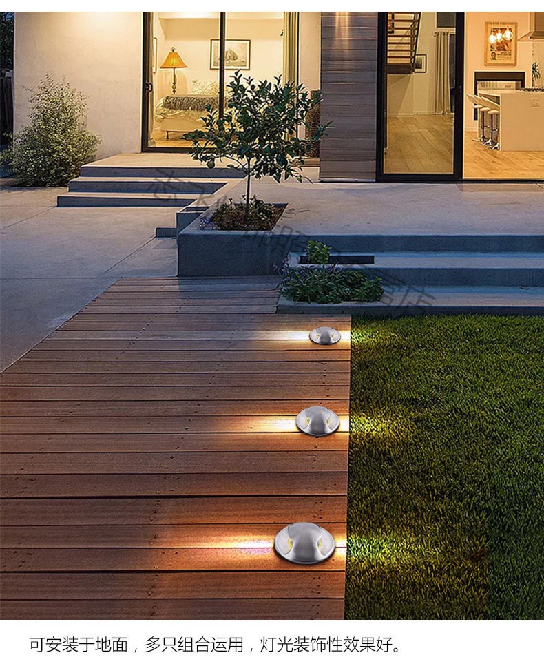 led侧光地埋灯1w3w龟背灯台阶灯户外防水不锈钢踏步灯透光埋地灯 62mm