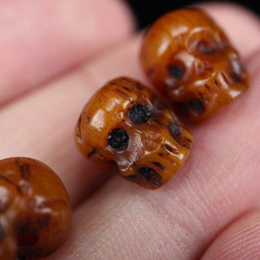 梵隅手工雕刻复古工艺牦牛骨尸陀林主配珠佛珠手串骷髅灵骨手工珠单颗