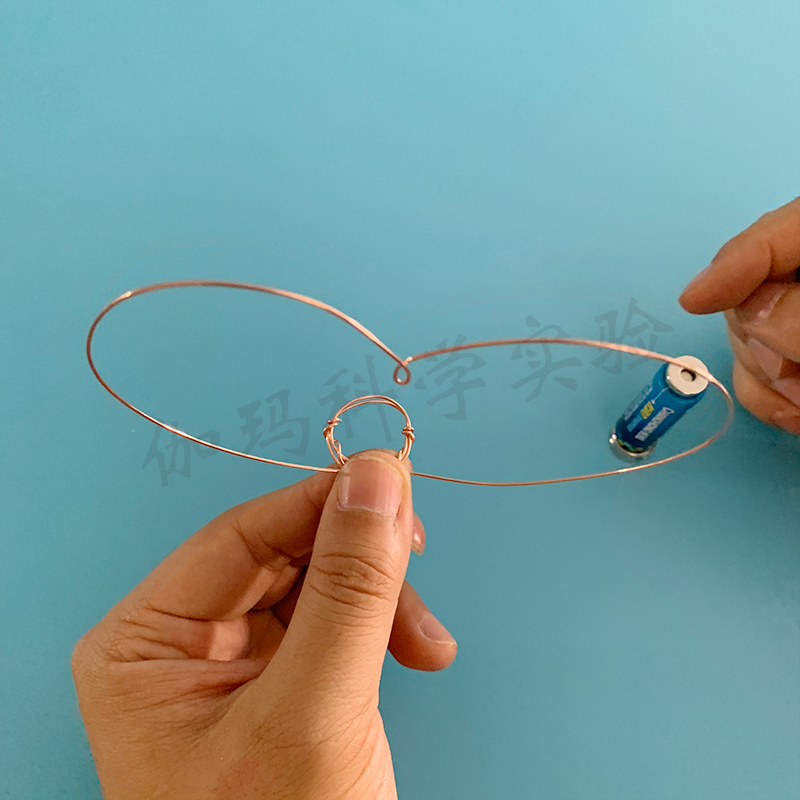 旋转铜线圈 自制简易电动机diy电磁感应实验科技小制作 螺旋成品线圈