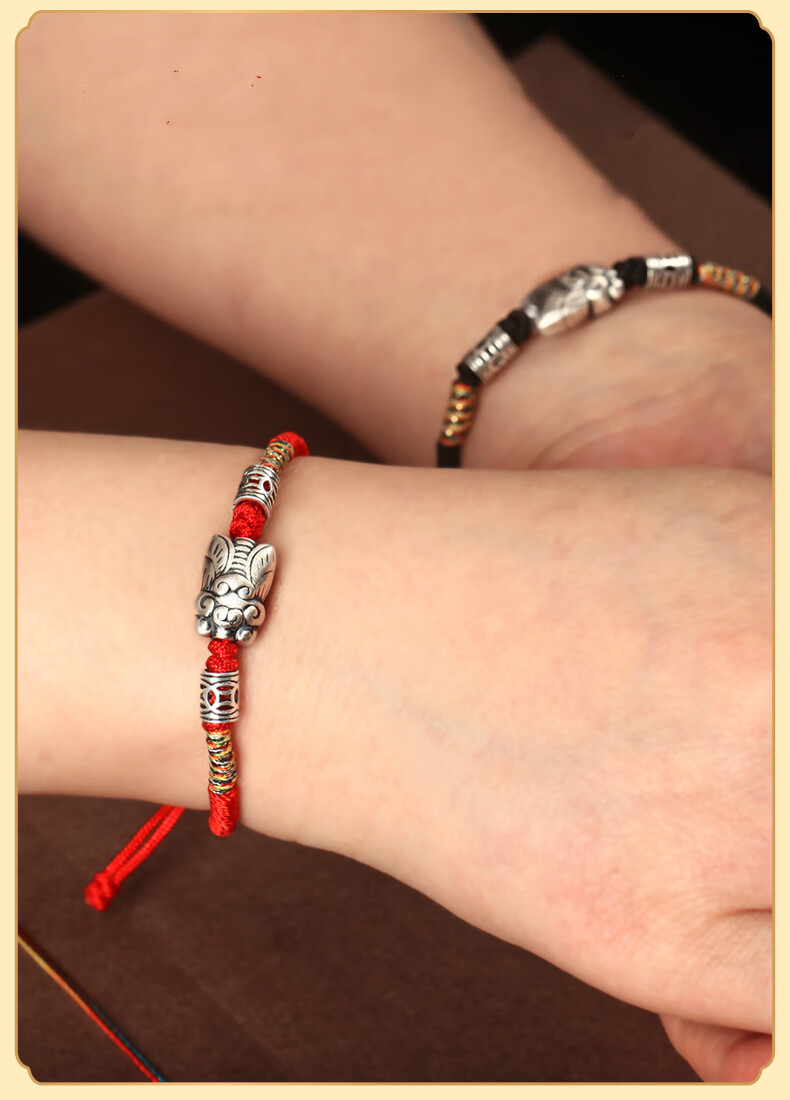 蝉鸣手绳女一鸣惊人银蝉手链男逢考必过助学业旺考试礼物 幸运红绳款