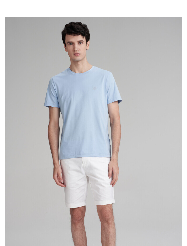 【店长推荐】boni/堡尼商务男士短袖t恤男夏季圆领棉质纯色上衣服短袖