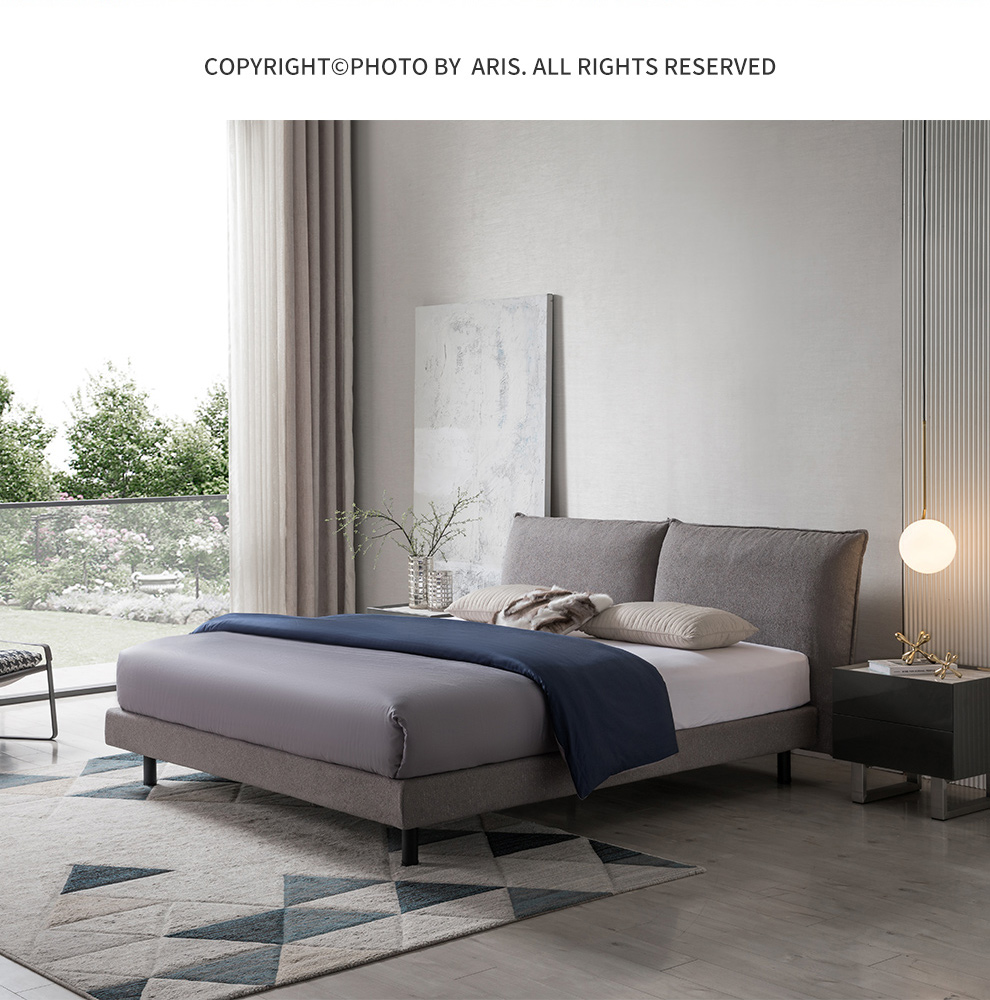 爱依瑞斯aris现代简约轻奢标准无箱排骨架床软包实木框架双人床wxc19