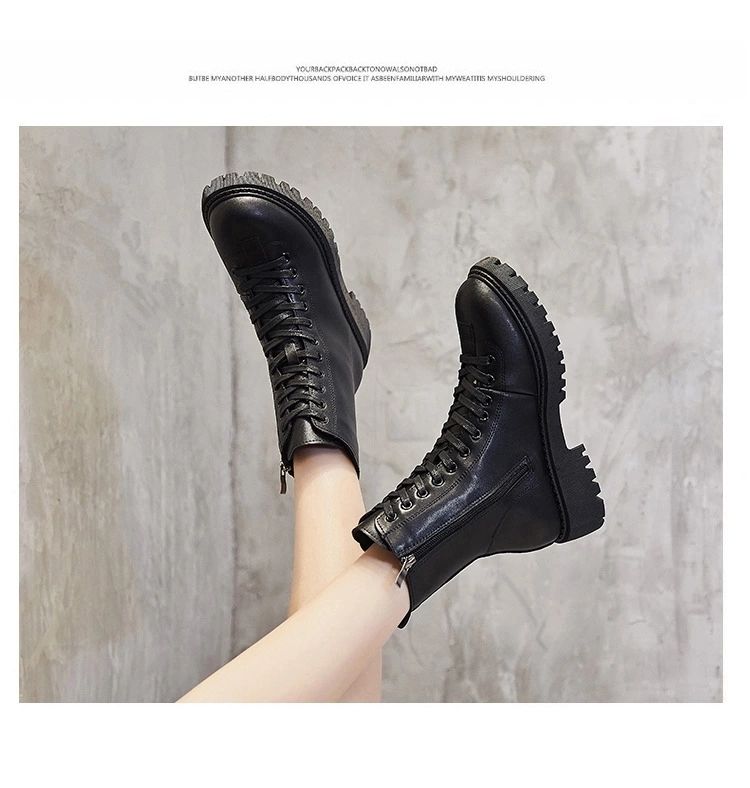 kiteku自然卷马丁靴24小时发货女英伦风年秋季新款百搭单靴秋冬女鞋