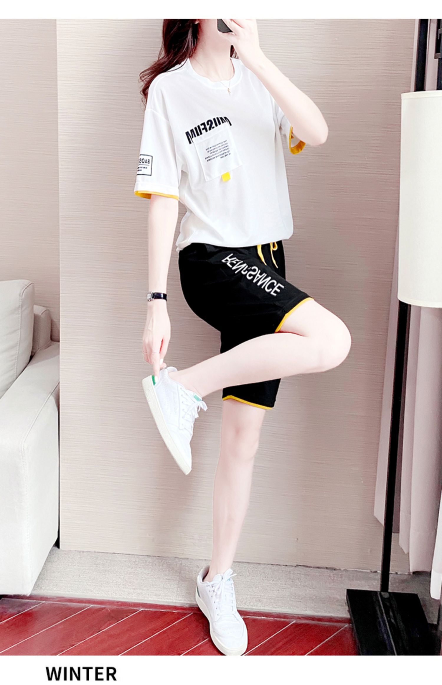 bvx香港潮牌短裤休闲套装女夏新款时尚宽松洋气t恤街头风女装潮短袖