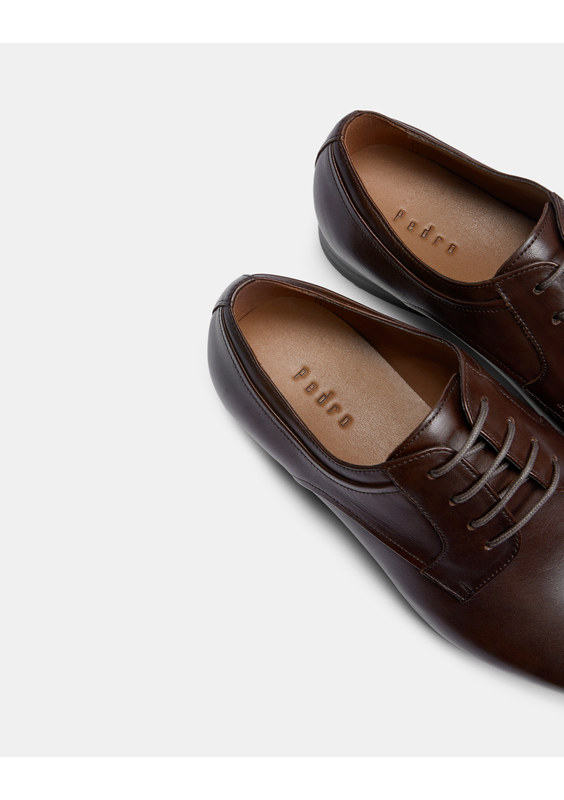 【21夏季新款】pedro德比鞋男士压纹英伦风牛皮皮鞋pm1-46380009 黑色