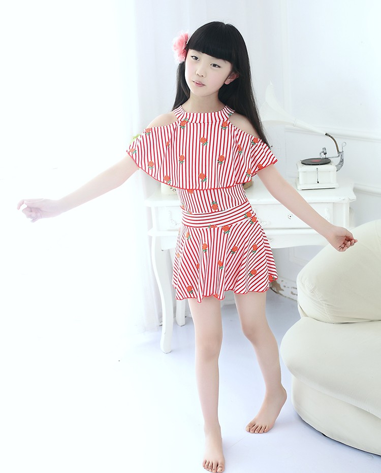 小女孩泳衣女少女休闲套装青少年412岁女生分体裙式平角裤女童中可爱