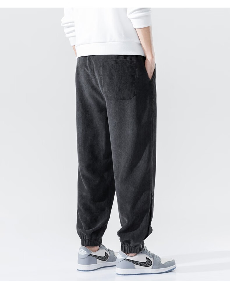 传奇保罗休闲裤男士2021新款运动休闲韩版潮流宽松束脚裤休闲裤男黑色