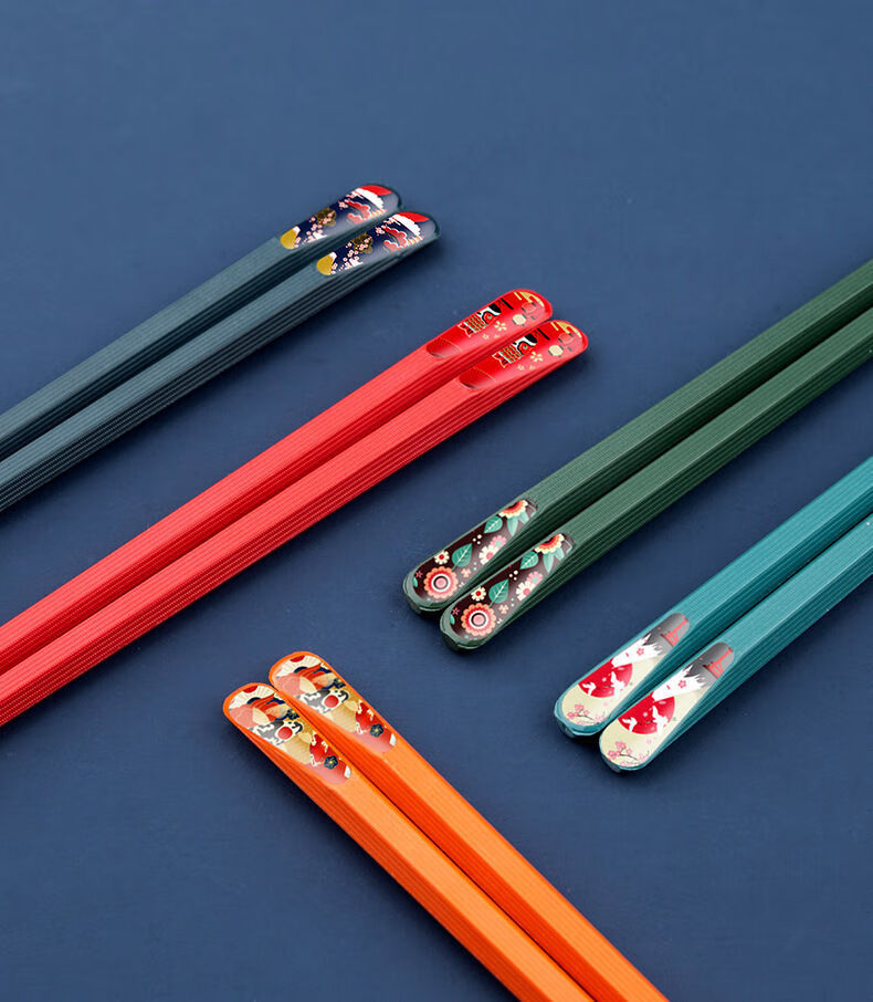 筷子家用筷子网红防霉防滑耐高温餐具抗菌创意无漆家用合金筷黑色福运