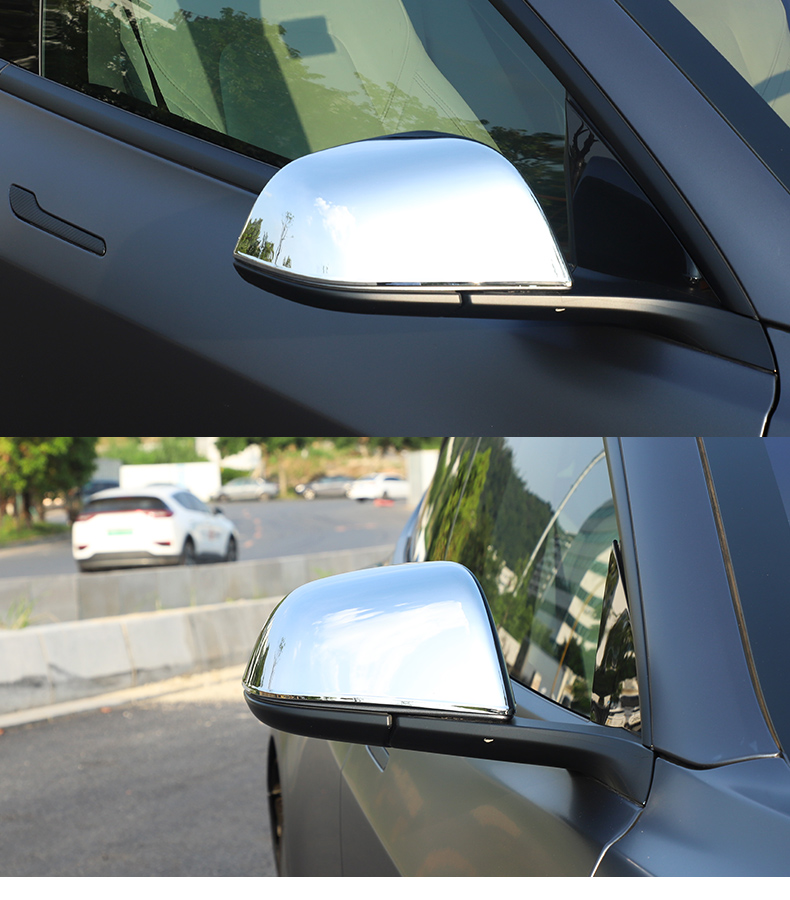 适用于特斯拉model3后视镜罩倒车镜防刮蹭保护盖碳纤维装饰改装件