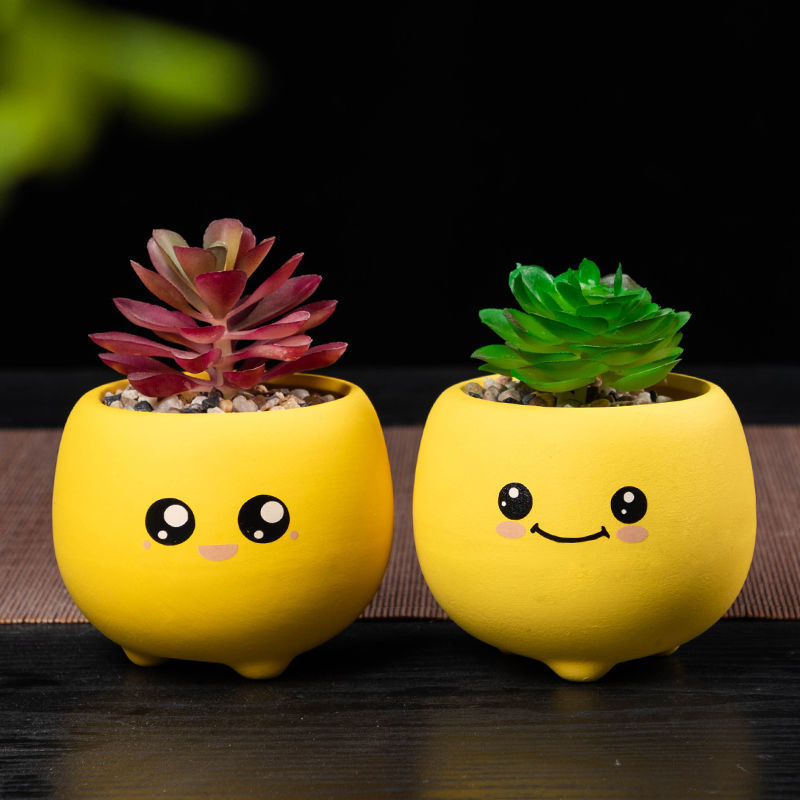其六 陶瓷多肉花盆小号迷你植物可爱小盆套装创意个性卡通绿植瓷盆