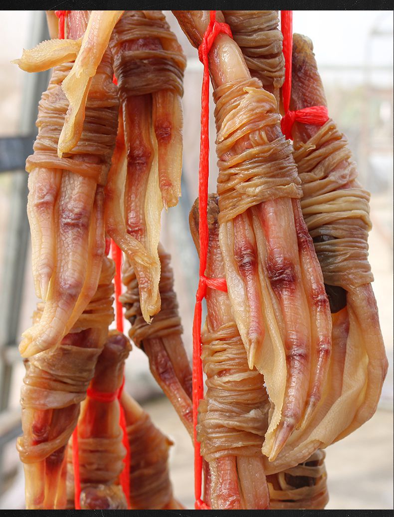 安徽宣城特色鸭脚包农家手工风干特产腊味干货鸭掌鸭心咸鸭爪腊味鸭脚