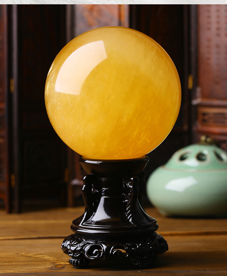 黄水晶球摆件 纯天然 开光图片