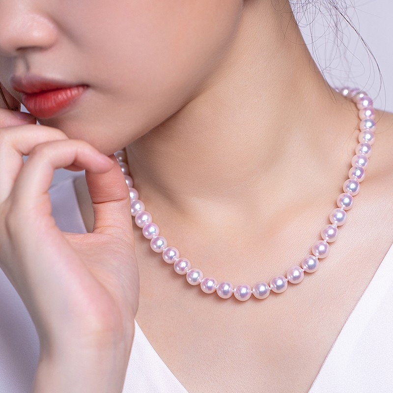 牧思 北海南珠 天然海水珍珠项链锁骨链 正圆无瑕极强光 送妈妈 白透