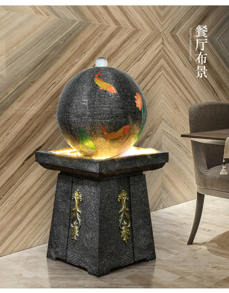 舞万花 新中式球流水喷泉摆件循环水客厅办公室生财装饰创意开业礼品