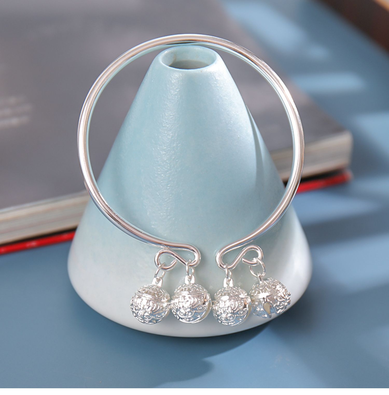 手镯古风铃铛配饰一步一响开口镯子中国风饰品简约脚镯汉服手环 【一