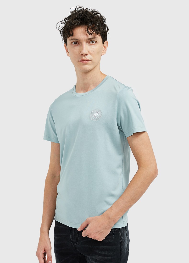 ferre费雷奢侈品意大利男装圆领短袖t恤男夏装轻奢休闲刺绣半袖t恤男