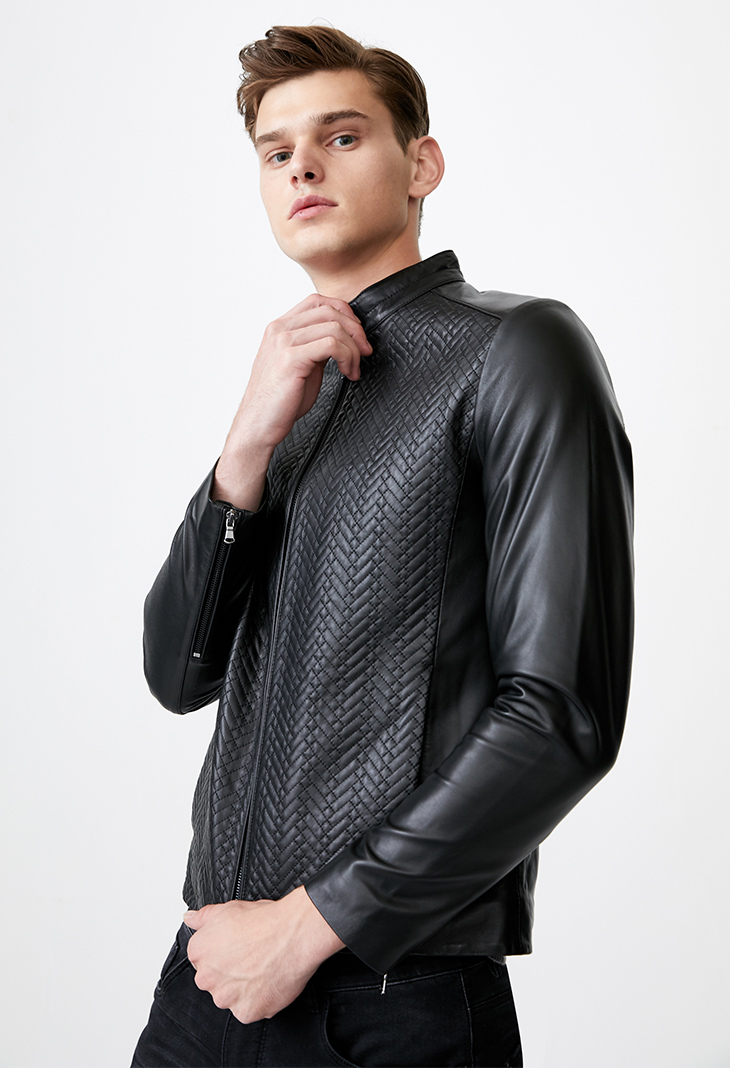 男装 真皮皮衣 思莱德(selected) selected思莱德男士秋冬绵羊皮黑色