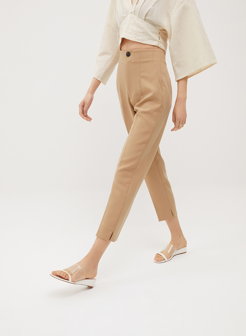 charles&keith2021夏季新品ck1-80030352透明绊带饰坡跟凉鞋 nude肉色