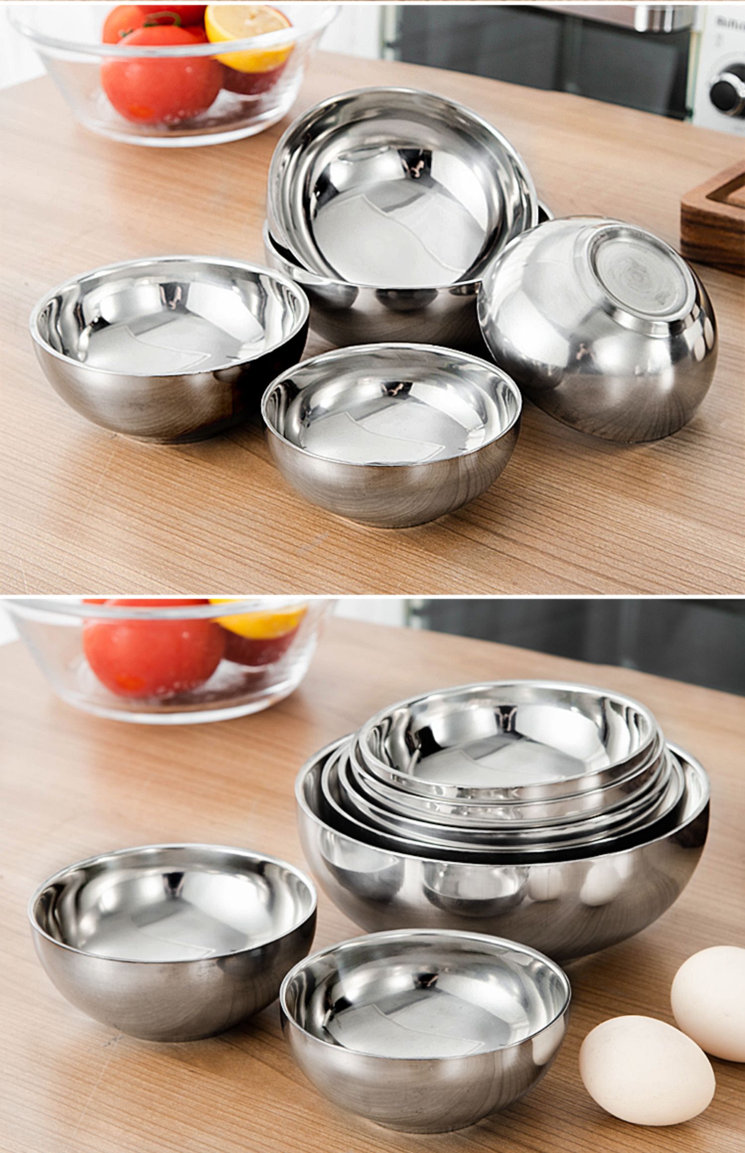 304不锈钢碗防烫儿童碗双层隔热碗家用碗不锈钢饭碗食堂饭碗汤碗 16cm