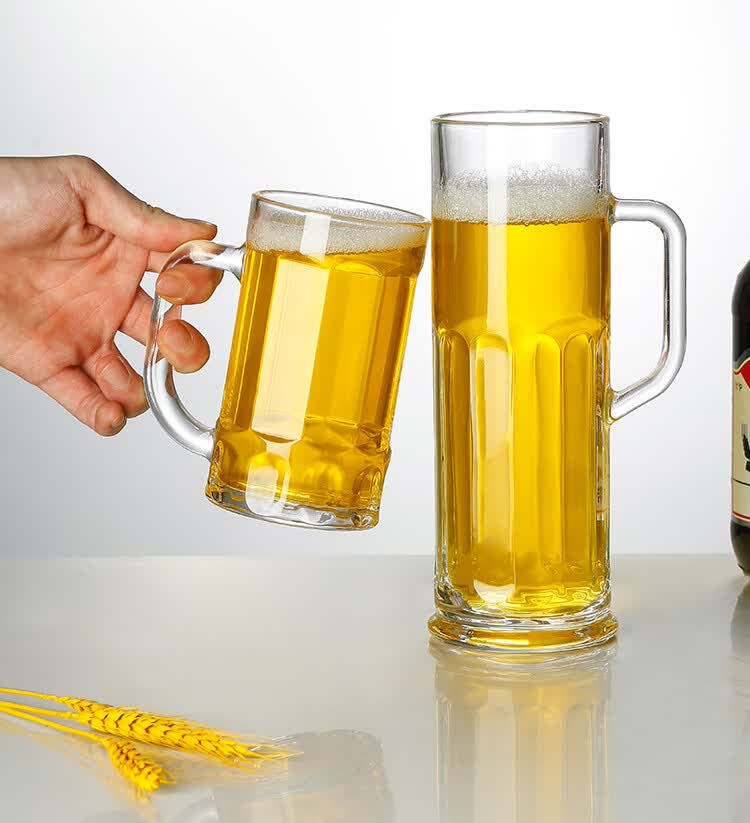 超大啤酒杯 扎啤杯定制商用logo超大容量啤酒杯1000ml网红英雄杯茶